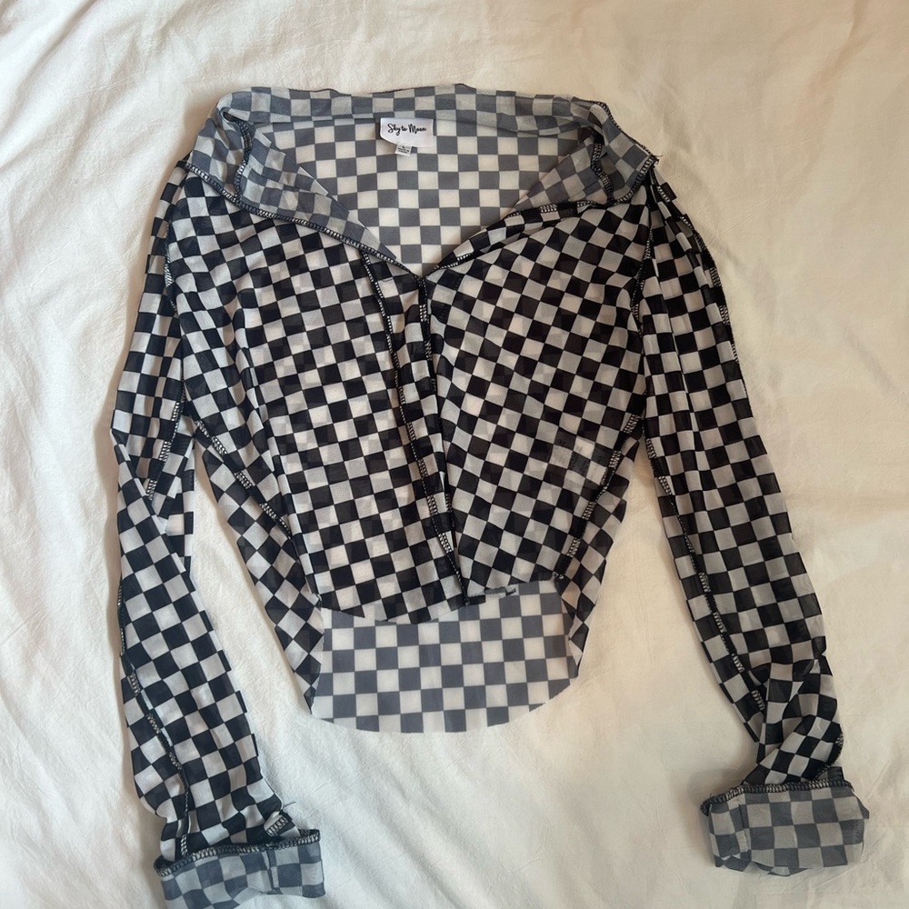 Never Worn - Checkered Mesh Top - image 2